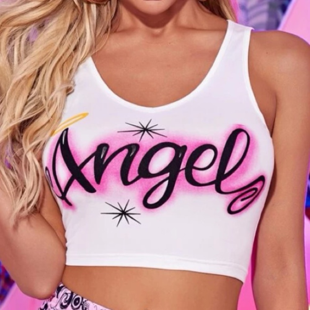 SHEIN angel graphic cropped tank top
